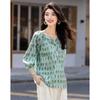 Demana Women's Summer Printed Seven-Sleeve Blouse