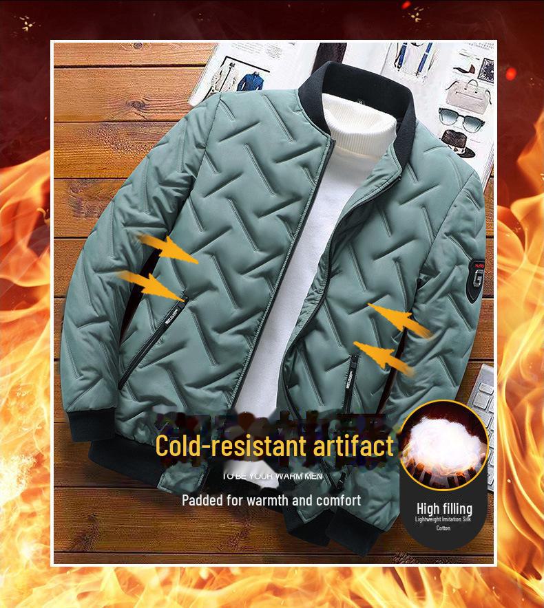 2024 Men's Stand Collar Cotton Coat: Trendy, Light, Warm Autumn and Winter Top