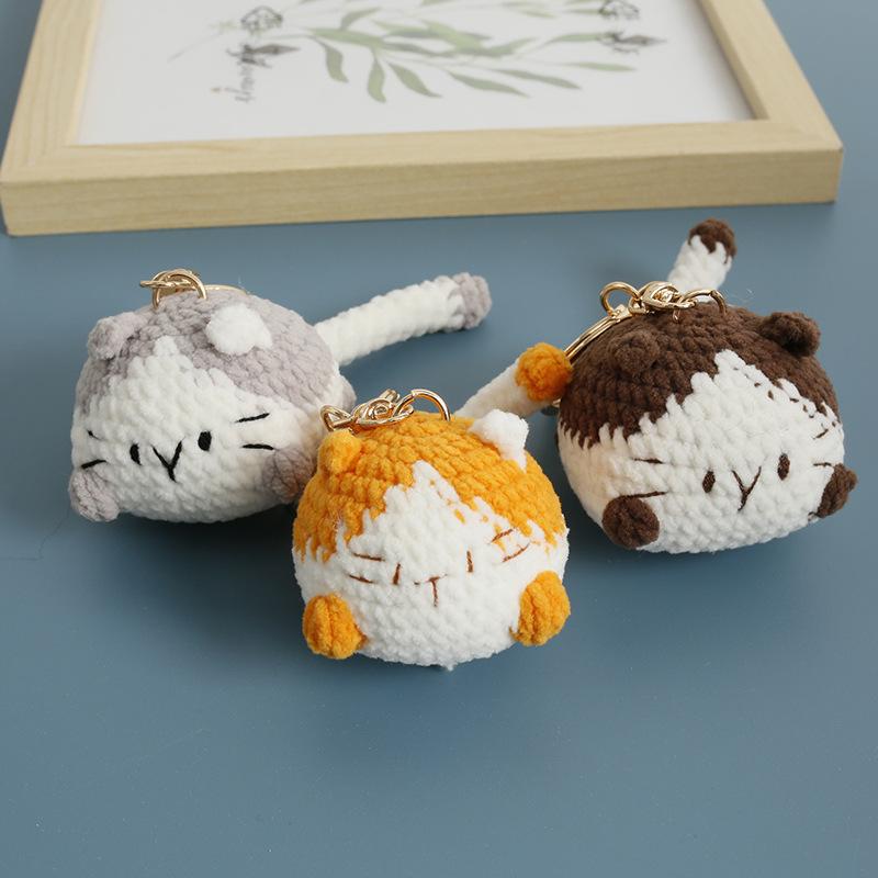 Niedliche Kätzchen-Serie Häkel-Schlüsselanhänger Handgemacht Häkel-Kätzchen-Puppe Schlüsselanhänger Lustige Dicke Katze Gestrickte Schlüsselanhänger Individuelles Accessoire