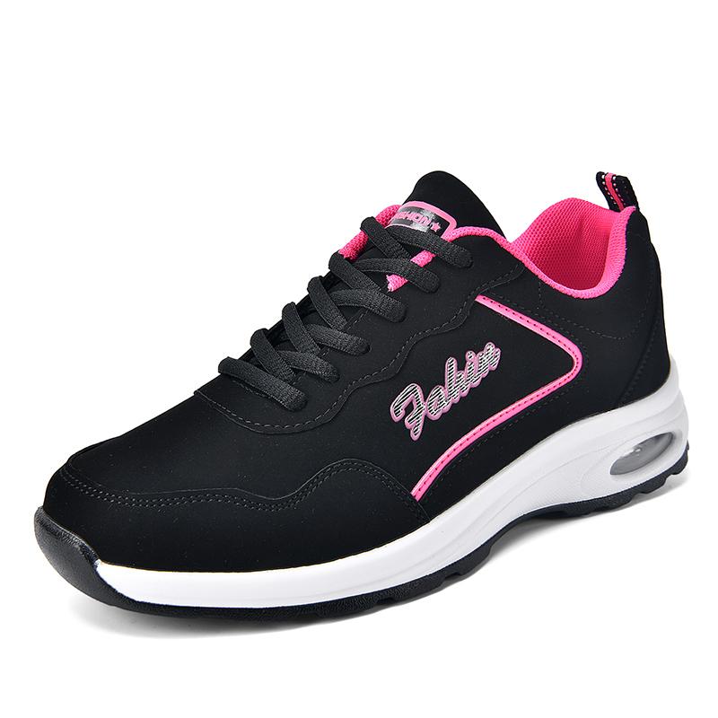 Women Sport Shoes Fashion Black Purple Sneakers Air Cushion Lady Walking Shoes Lightweight Outdoor Running Footwear Tenis