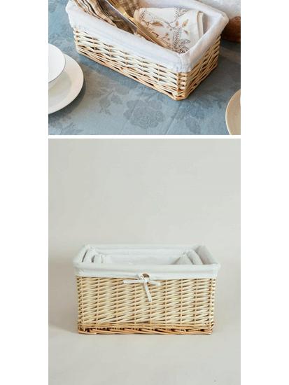 Woven Bamboo Fabric Storage Basket for Snacks and Sundries
