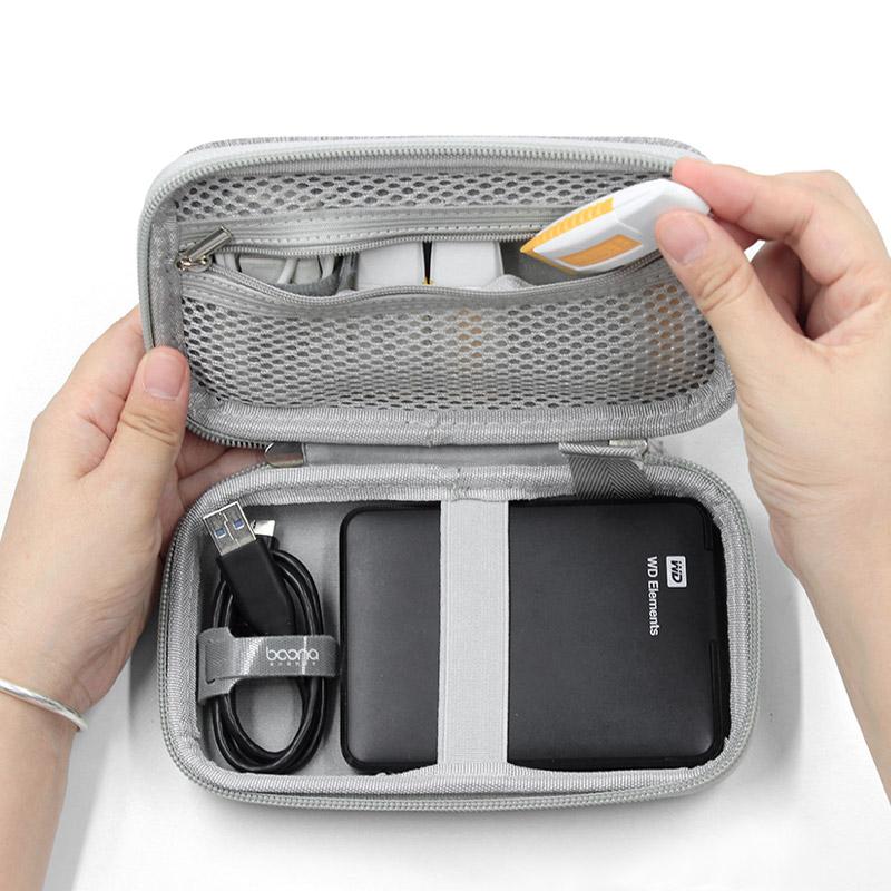 Portable Hard Drive Case with Data Cable Storage, Shockproof and Drop-Resistant Digital Protection Case for USB Flash Drive, Large Size