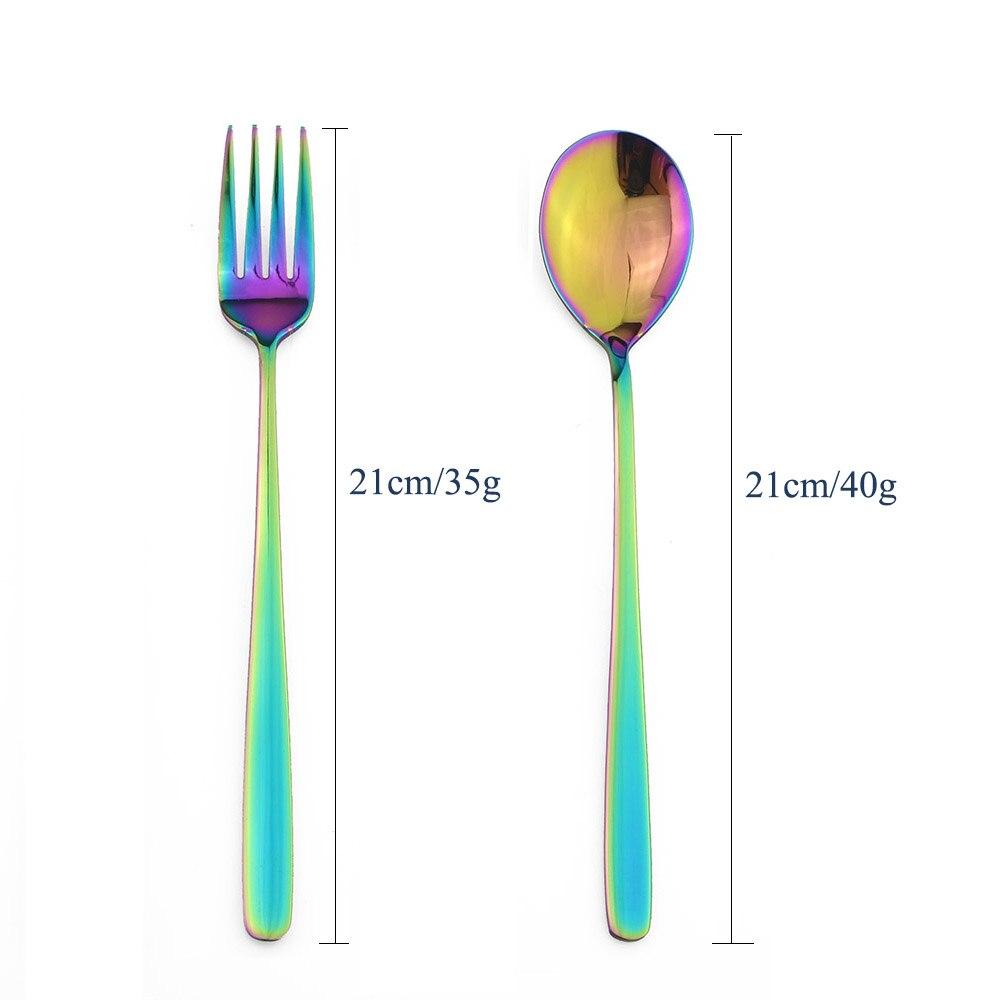 2pieces Colorful Gold Dinnerware 18/8 Stainless Steel Serving Spoon Fork Spork Set Salad Serving Spoons Kitchen Utensils