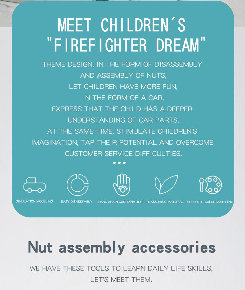 Wooden Fire Truck Screwdriver Set for Kids: Sensory Assembly Toy for 3-5 Years