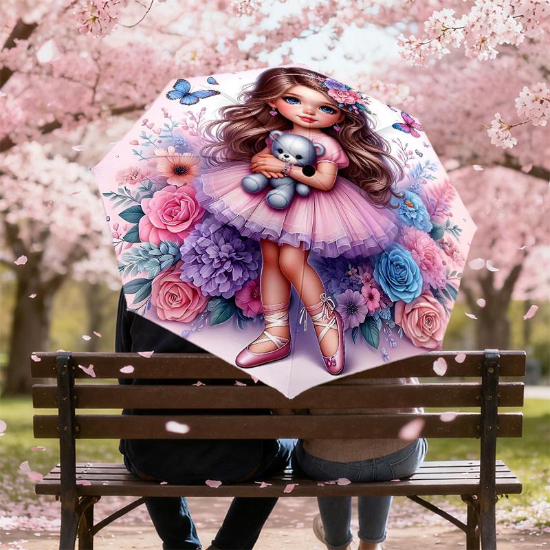 1PC Flower Butterfly Umbrella-8-Rib Reinforced Portable Folding Travel Suitable for All Seasons Outdoor Daily Use-H0326