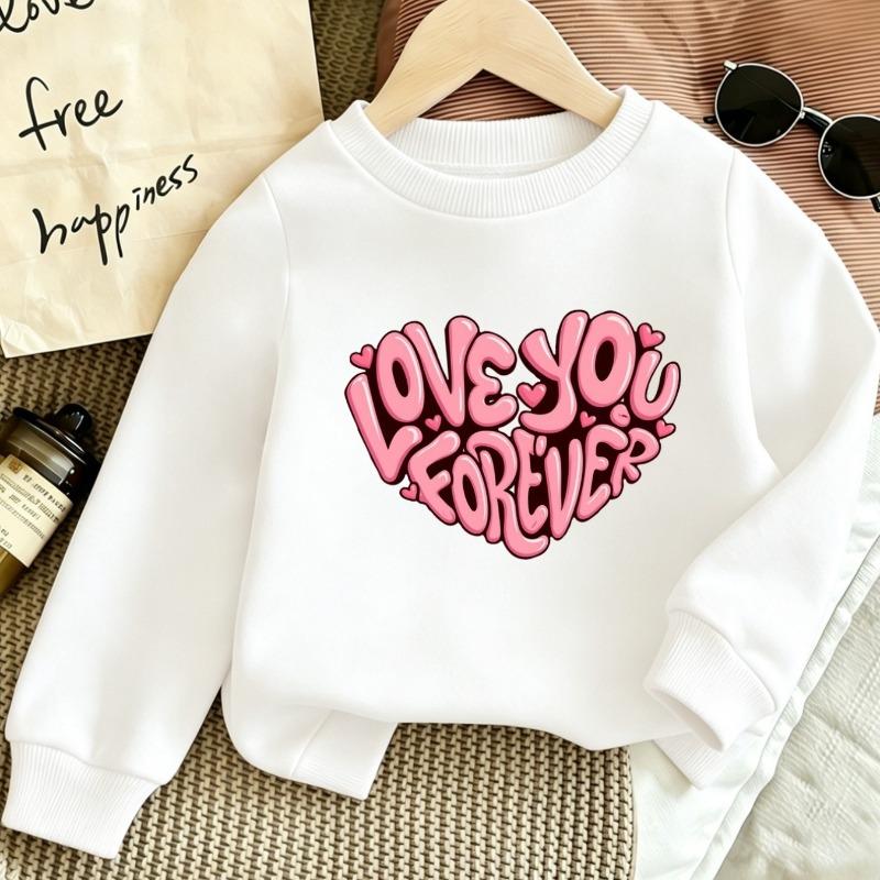 Kids Crewneck Long Sleeve Sweatshirt,Creative Slogan Letters Arranged Into Heart Shape Graphic Print