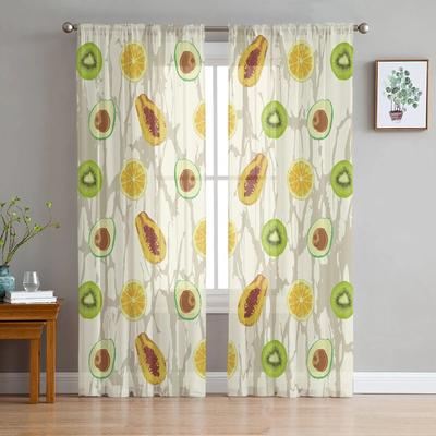 Obst Avocado Orangen Textur Sheer Vorhang für Schlafzimmer Tüll Voile Vorhang für Küche Wohnzimmer Dekor Fenster Behandlung