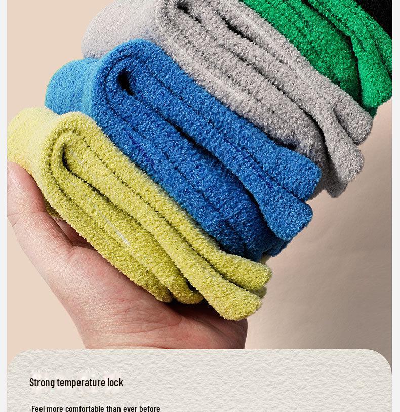 Dicke Korallenfleece-Anti-Rutsch-Indoor-Socken für Jungen, mittelhoch, warm für Herbst/Winter.