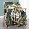 Wolf Jungle Customize Text Blanket Throw Personalized Blanket Ultra-Soft Great for Sofa Bed Nap Chair Four Seasons Universal