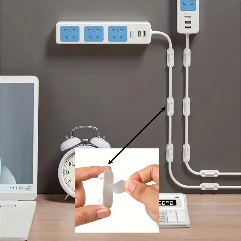 11/11pcs Wire Fixer Wire Organizer Line Card Data Cable Buckle Wall Nail-Free Storage Office Storage Organizer