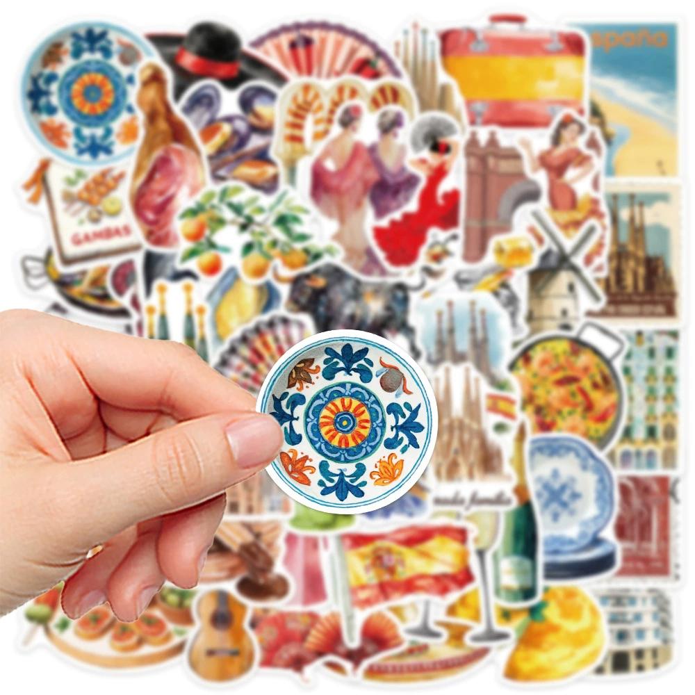 10/30/50pcs Vintage Spanish Aesthetics Cartoon Art Stickers Waterproof DIY Scrapbooking Laptop Diary Retro Sticker Packs