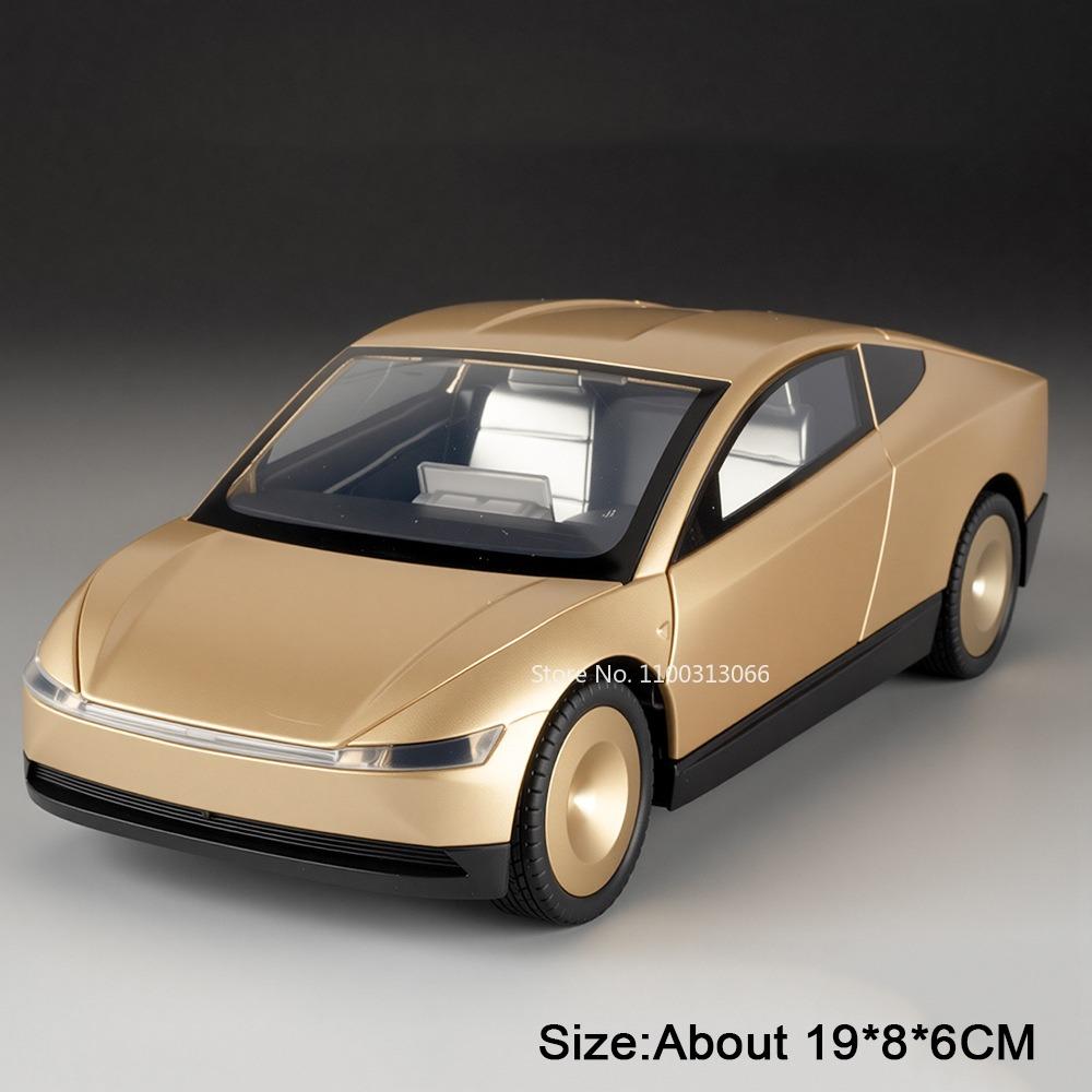 

1:24 Scale Robotaxi Model Y Cars Alloy Models Toys Wheel Pull Back Miniature Vehicles with Light Music Car Office Table Ornament