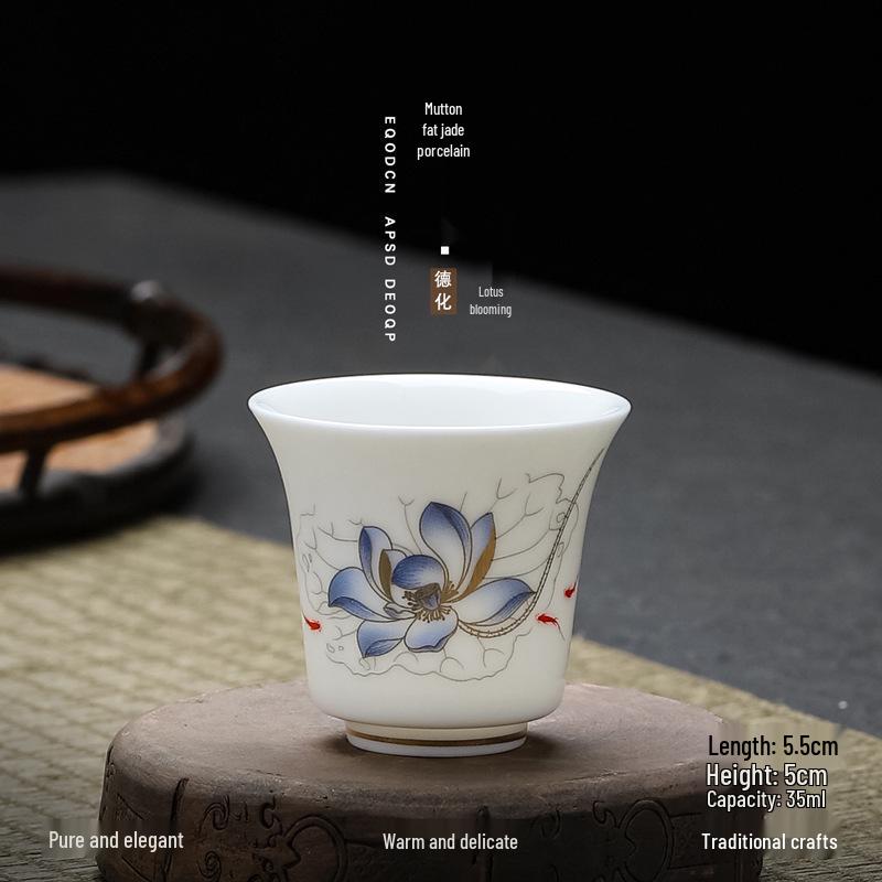 Antique Style Jade White Porcelain Baijiu and Sake Cup - Small Capacity Mini One-Sip Retro Wine Cup