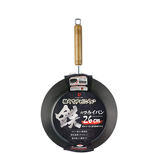 Pearl Metal Frying Pan, Black, 26cm, Lightweight and Rust-Resistant Iron Frying Pan, HB-4287