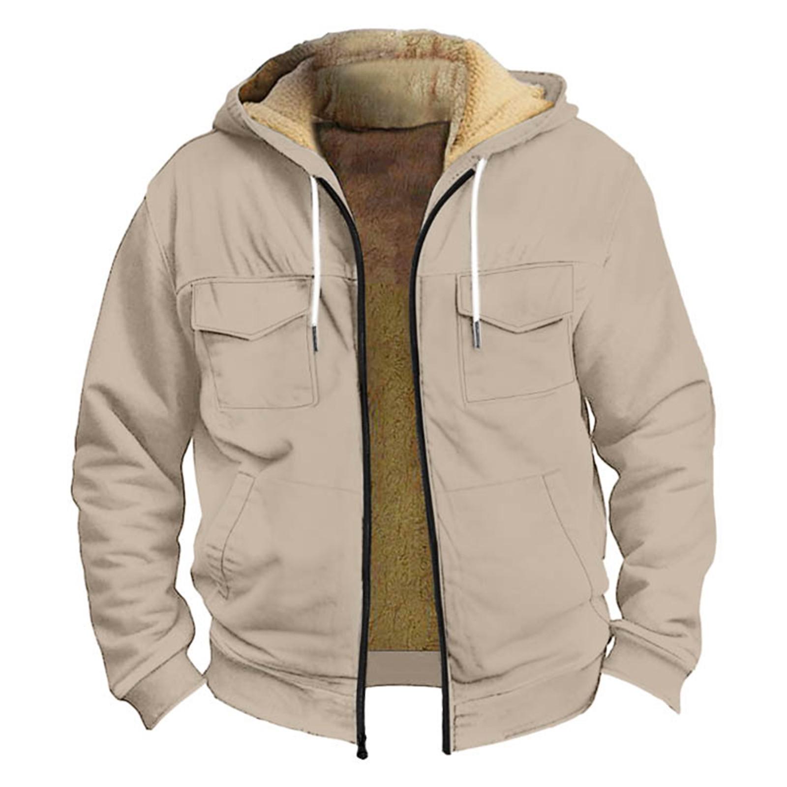 Мужская утолщенная куртка на пуговицах с двойным карманом и карманной вставкой — фото 4