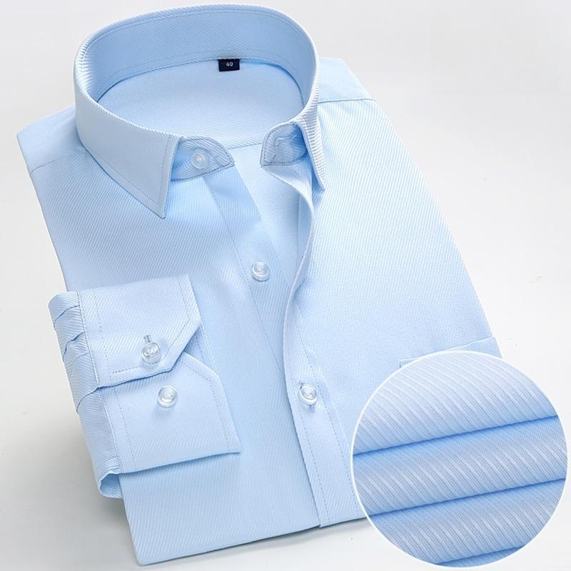 Men's High Quality Dress Shirts Long Sleeve Slim Fit Solid Stripe Business Formal White Shirt Male Pocket Social Clothing 7XL