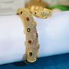 CMM High-quality Dubai Luxury Jewelry Set Retro Italian Hand-Brushed Craftsmanship Golden Inlaid Zircon Woman Bangle Ring Sets