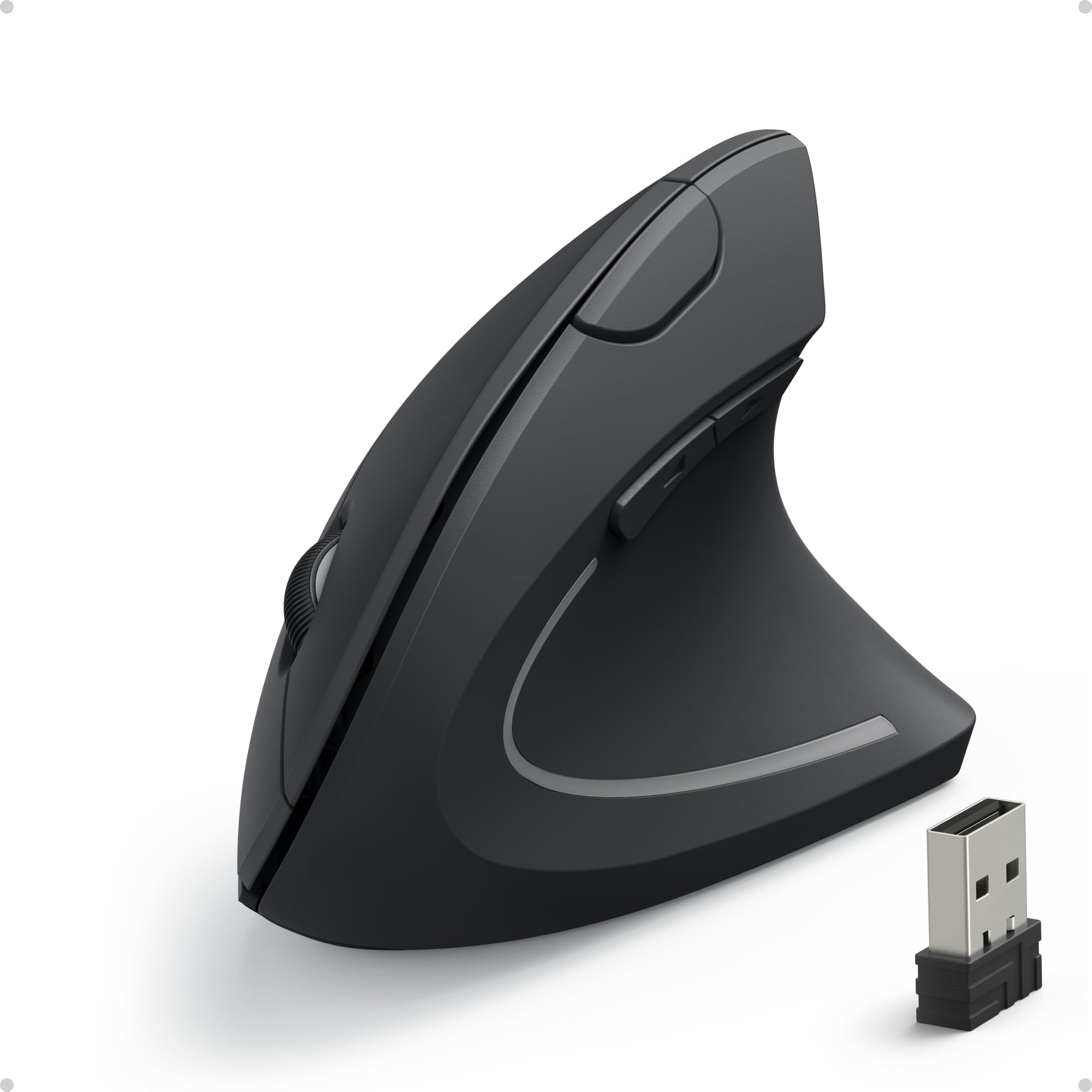 

Anker 2.4G Wireless Mouse (Vertical Wireless Mouse) 80012001600 DPI, 5 Buttons, Optical, Ergonomic Design, Right-Handed, Compatible with WindowsMacOS