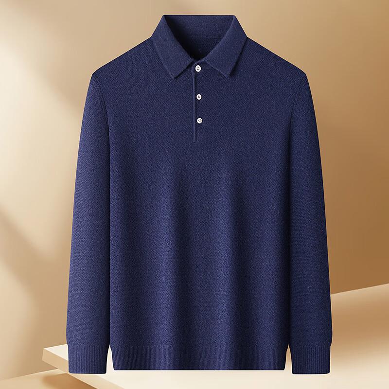 FAPAI Men's Solid Polo Neck Cashmere Sweater
