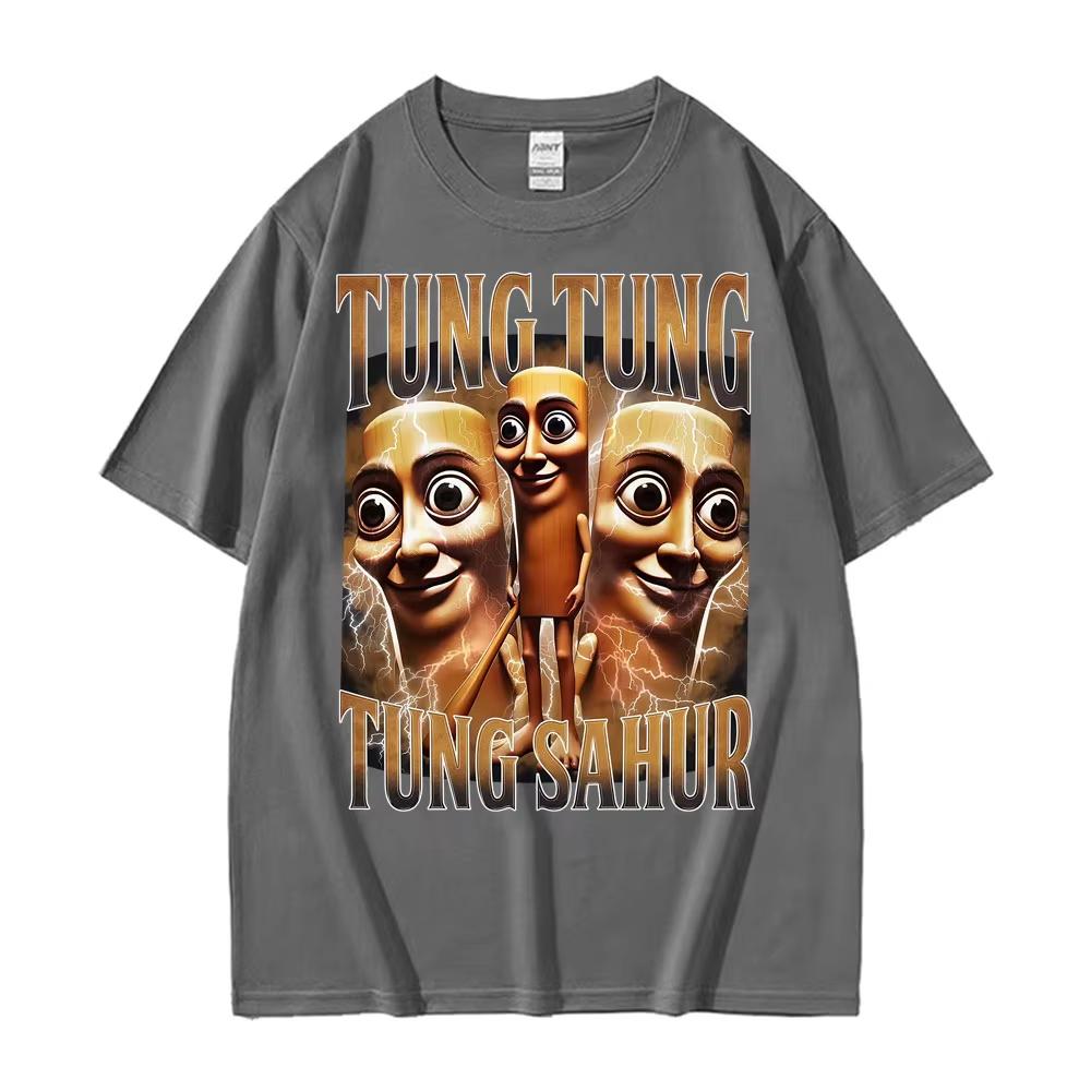 Tung Tung Tung Sahur T-shirt Men's Summer Sweat-absorbing Breathable Top Cotton Crew Neck Short Sleeve Fashion Men's Clothing