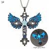 Pendente Croce Stella a Cinque Punte Alare Design Retrò Occhio Notturno Accattivante Tendenza Collana Fluorescente Personalizzata