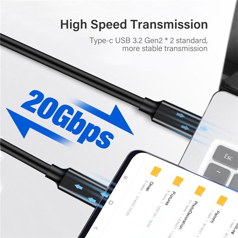 Full function 20Gbps Type C Cable USB3.2 gen2 *2 USB C 20G Data Transfer Cord USB 3 100W Fast Charge Cable 4K For Hub MacBook 5M
