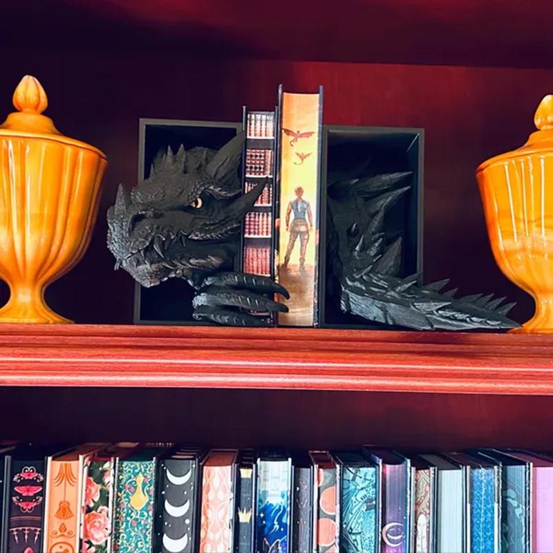 Gothic Dragon Bookends Ornaments 3D Horror Dragon Decorative Bookends Resin Dragon Bookends Creative Sculpture Bookends
