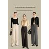 Women's High-Waisted Acetate Wool Blend Thickened Straight Leg Trousers