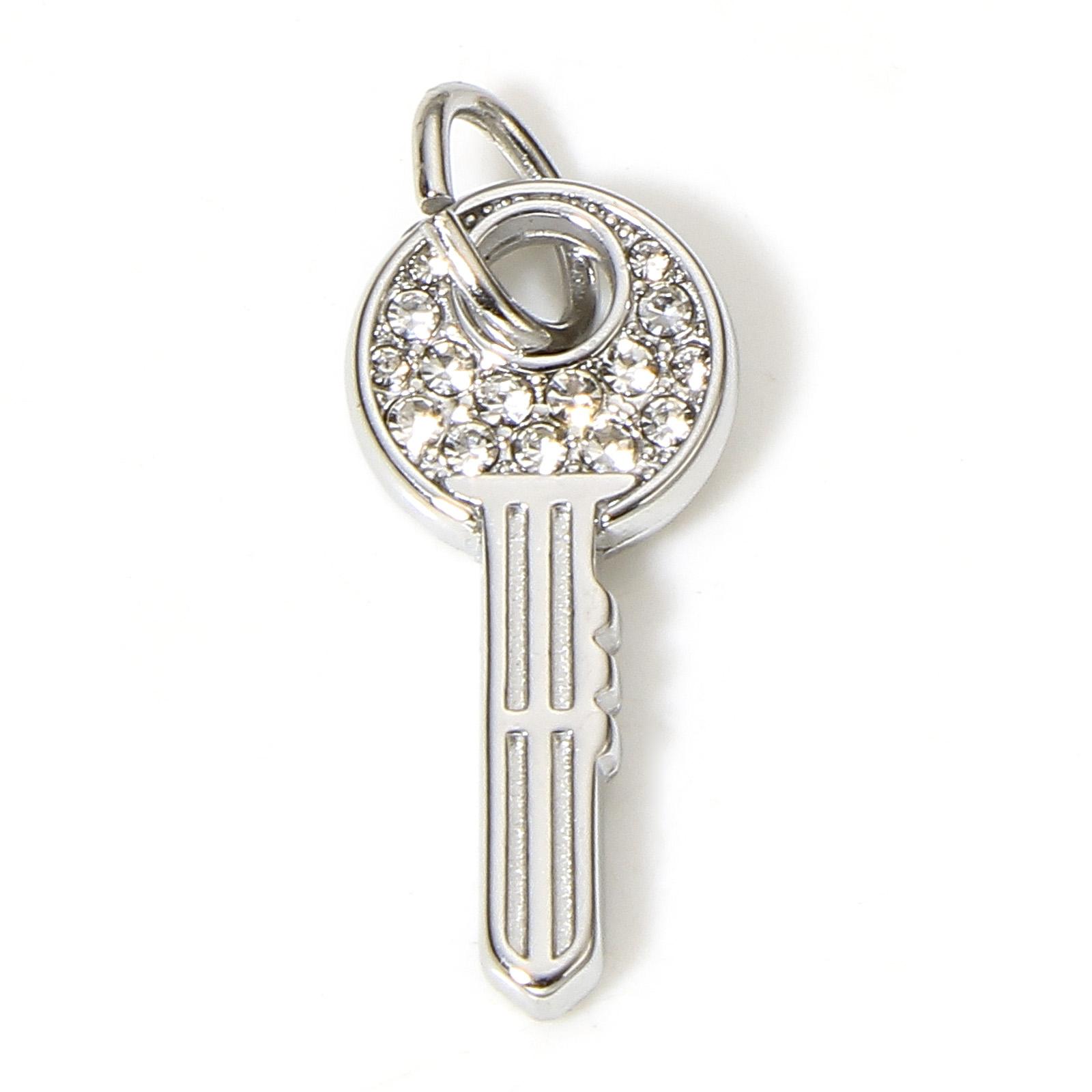 

1Piece 304 Stainless Steel Heart Swan Charms Rhinestone Lock Key Pandants For Jewlery Making Diy Necklace Bracelet Supplies