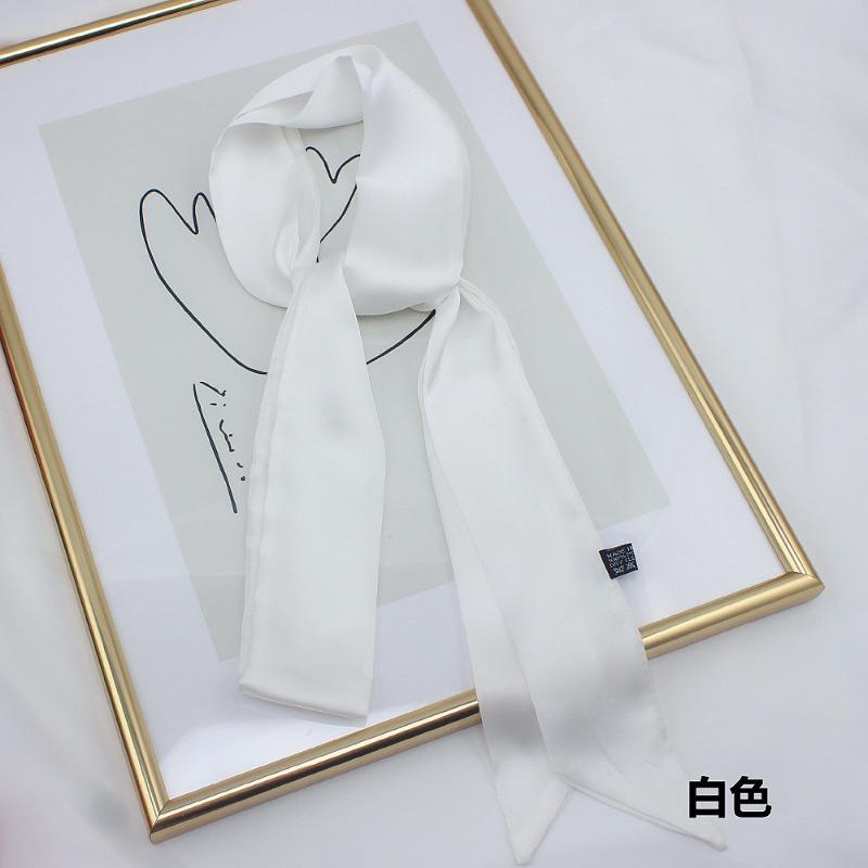 Korean Style 190*5cm Women Plain Chiffon Silk Scarf Solid Color Long Hairband Versatile Decorative Streamer Bag Tie Satin Ribbon