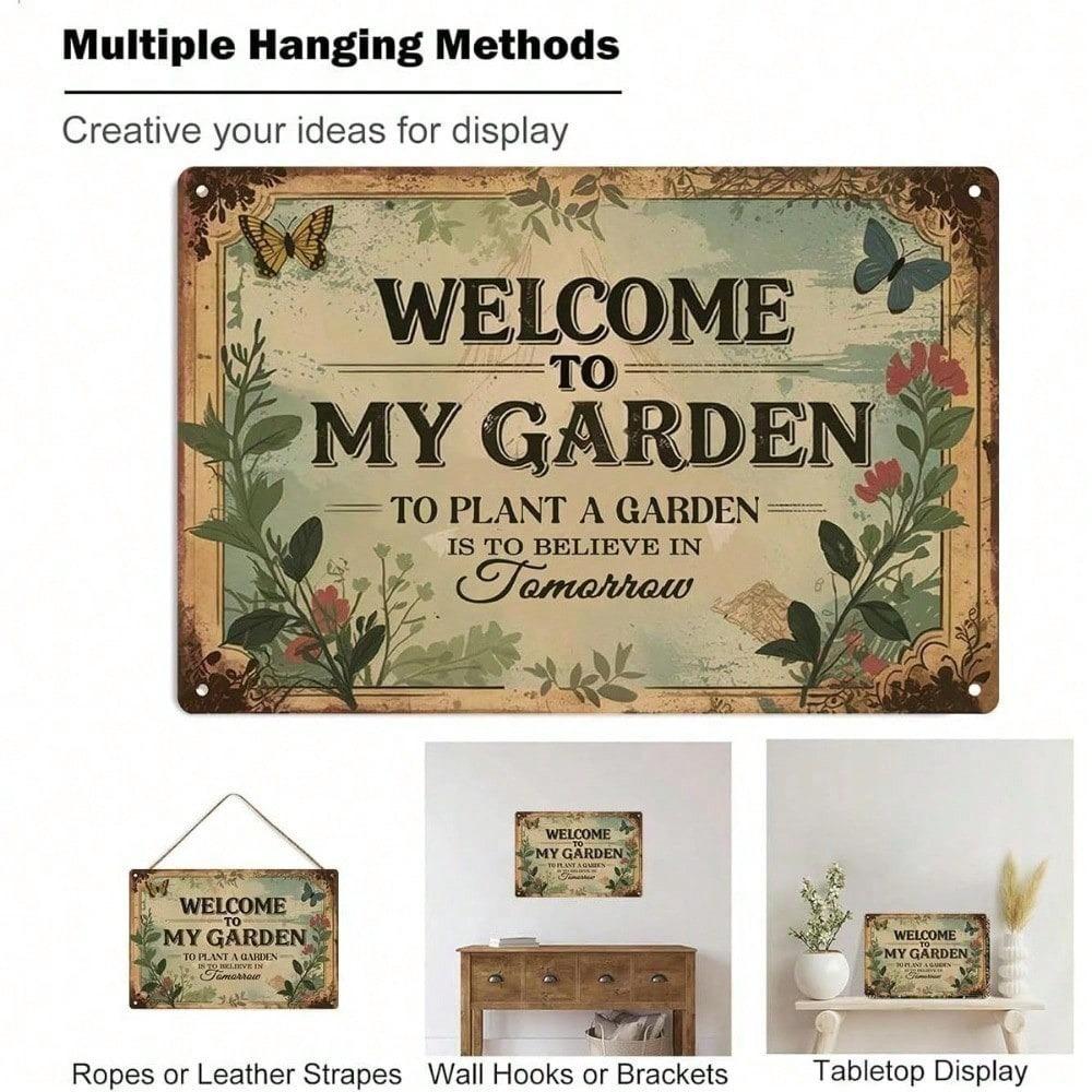 Vintage Metal Garden Sign Welcome To My Wall Art Outdoor Decor