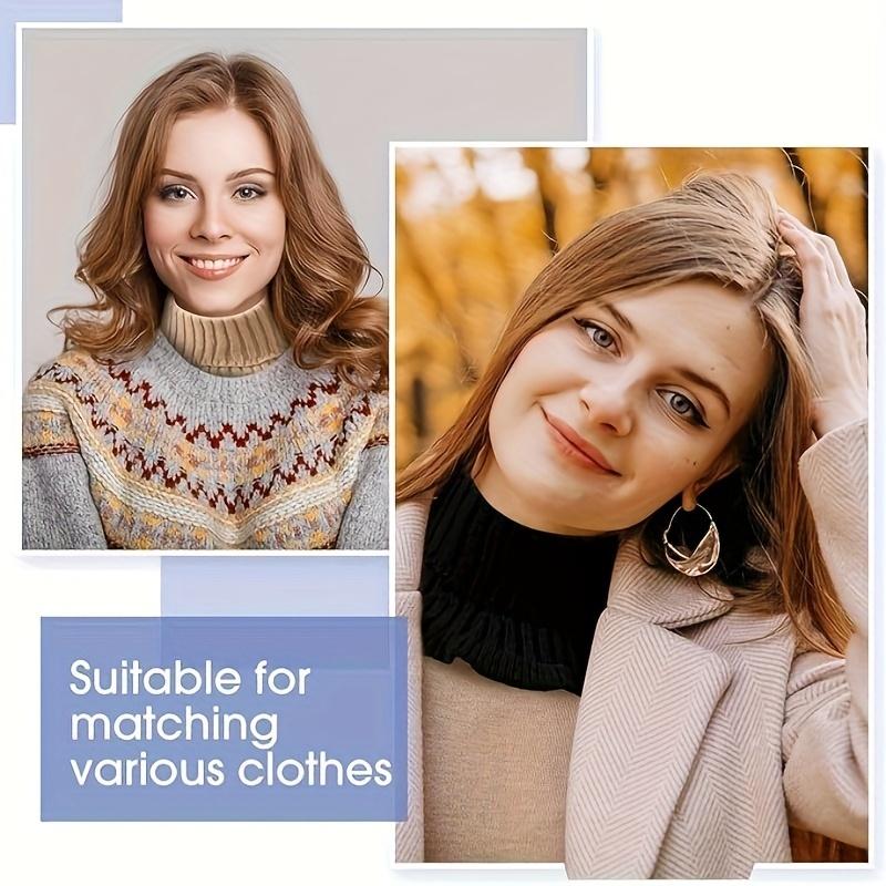 2Pcs Warm Knitted Fake Collar Woolen Women Turtleneck Knitted False Fake Collar Detachable Neck Scarf Thicken Windproof Fake Col