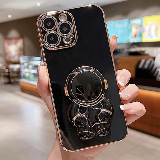 

3D астронавт покрытие складной подставка мягкий чехол для телефона для iPhone 14 13 12 11 Pro Max 13 Mini Xr Xs 7 8 Plus Se 2022 2020 задняя крышка For iPhone 13 Mini чёрный