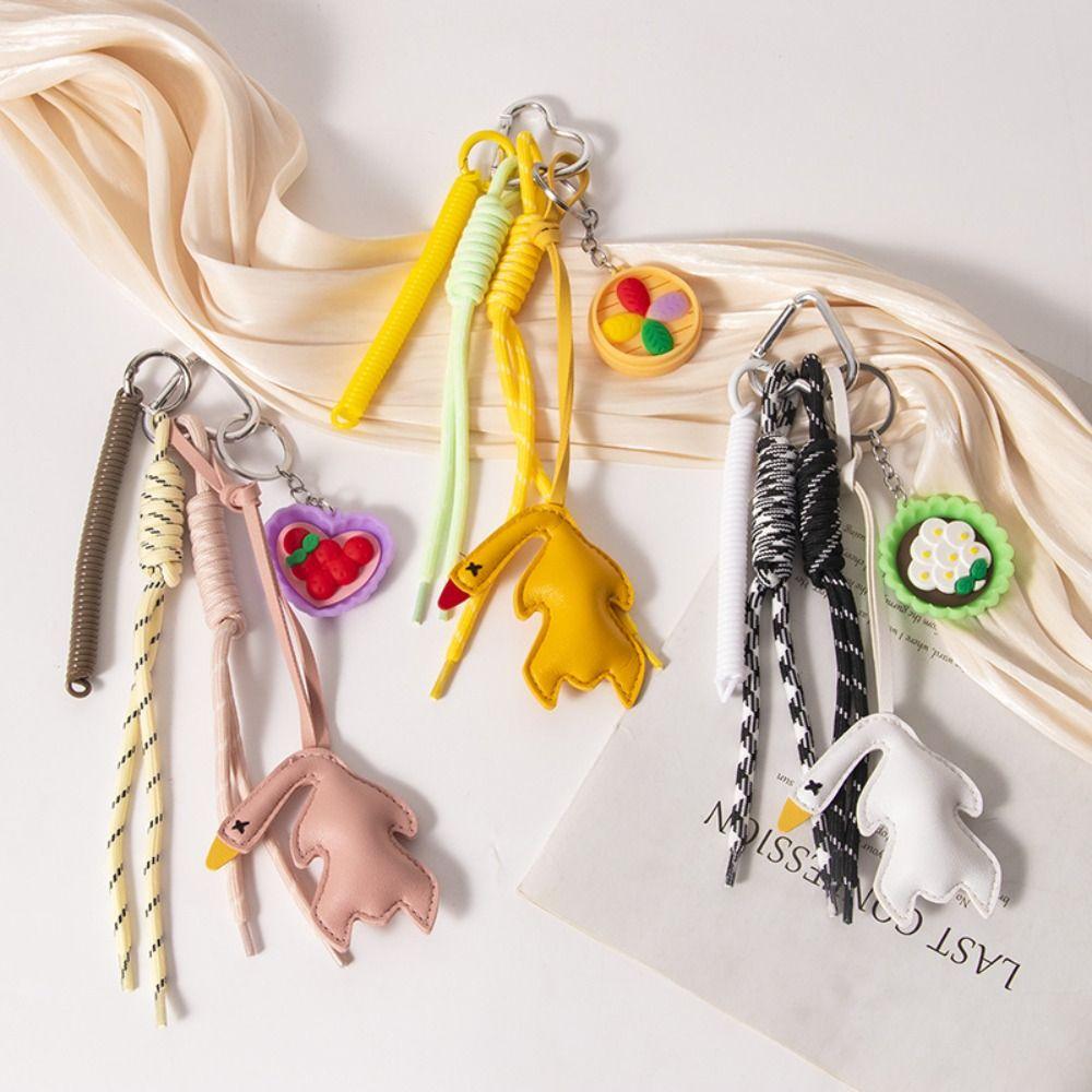 PU Simulation Food Keychain Nylon Rope Leather Roast Duck Pendant Roast Duck Bag Charms  Home Decor
