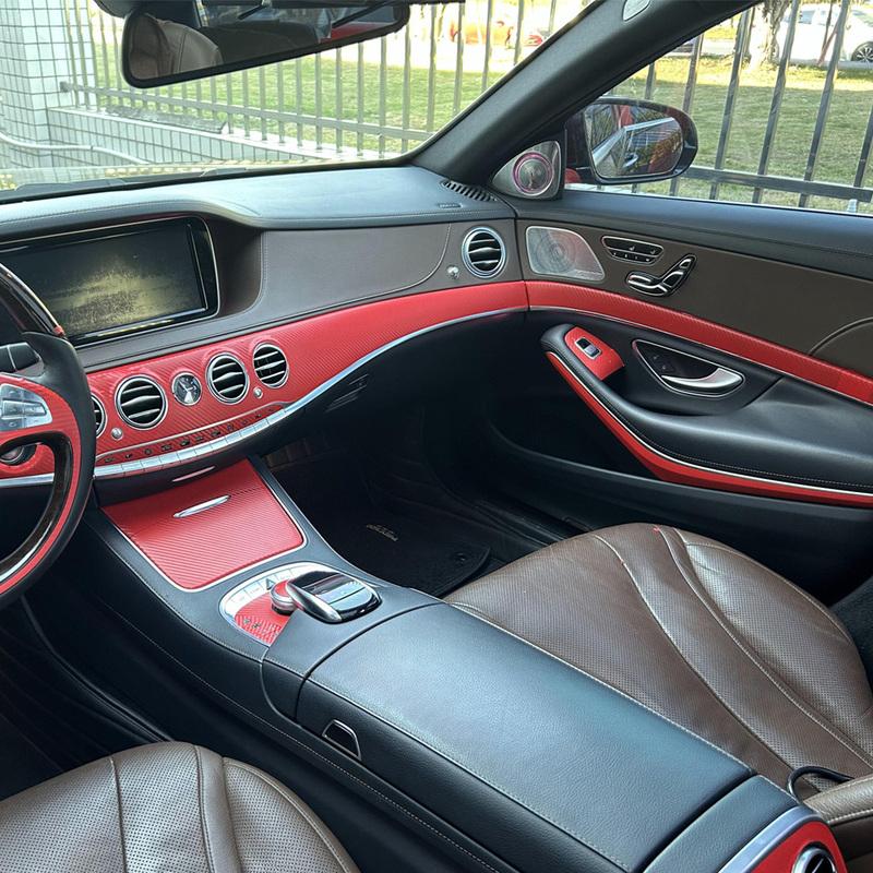car-Styling 5D Carbon Fiber Car Interior Center Console Color Change Molding Stickers Decals For Benz S class W222 2014-