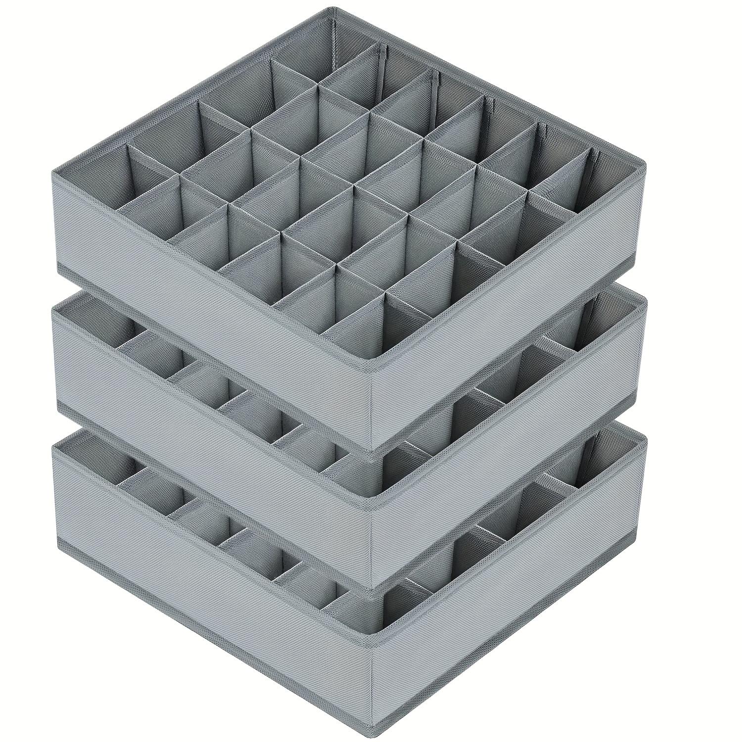 

3 шт. Органайзеры-разделители для ящиков для бюстгальтеров, 24 секции, складные коробки для хранения в комоде и шкафу для одежды, бюстгальтеров, носков, нижнего белья, галстуков - серый, черный 3pcs серый