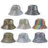 Shiny Fabric Bucket Hat, Rainproof Reflective Party Hat, Colorful Fish Scale Pattern Hat, Sun Protection Fisherman Hat for Festivals And Travel