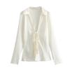 Women's Summer New Bow Silk Satin Shirt