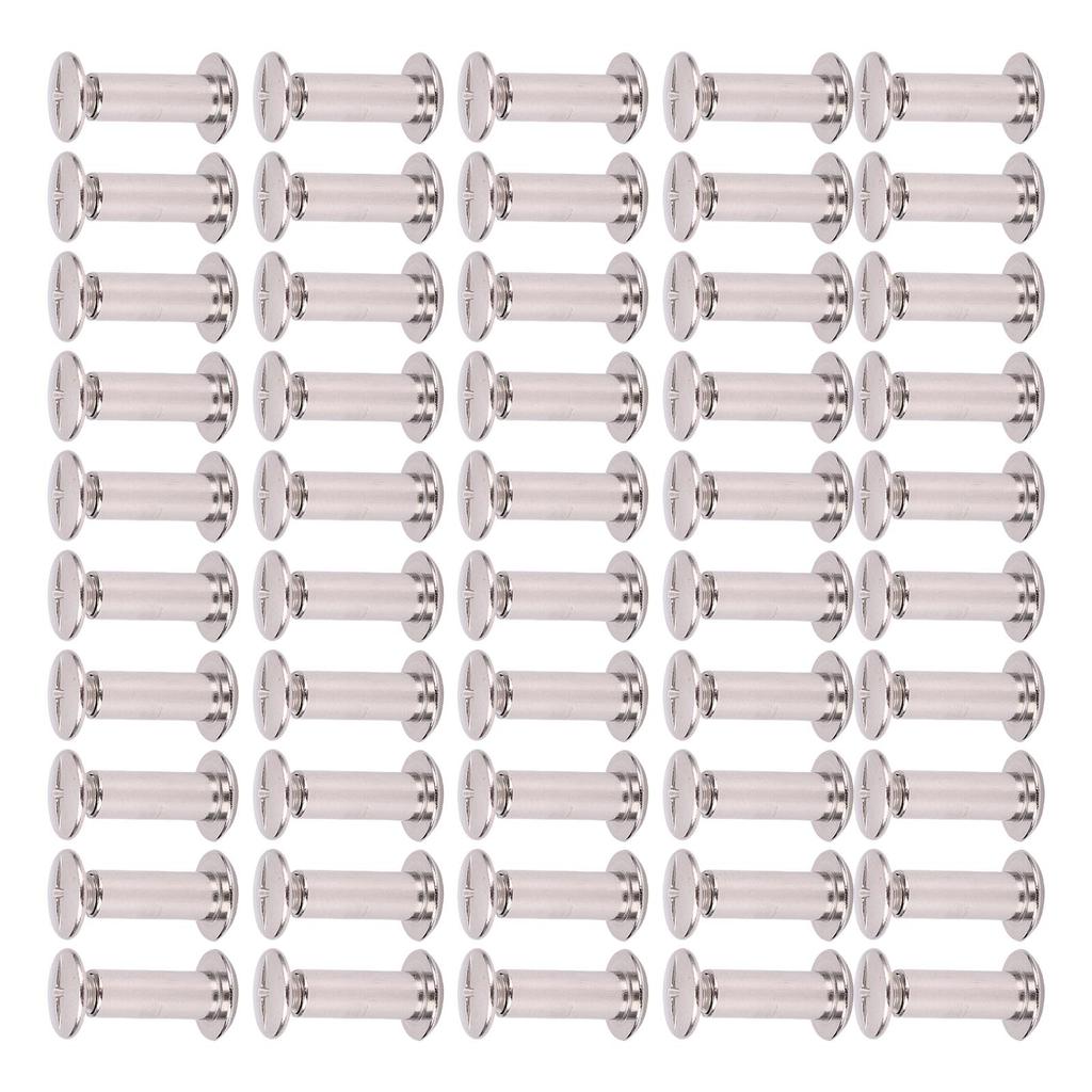 50 Pairs 0.24x0.63x0.43in M5 Stainless Steel Rivet Nuts Flat Round Head Rivet Stud Set for Leather