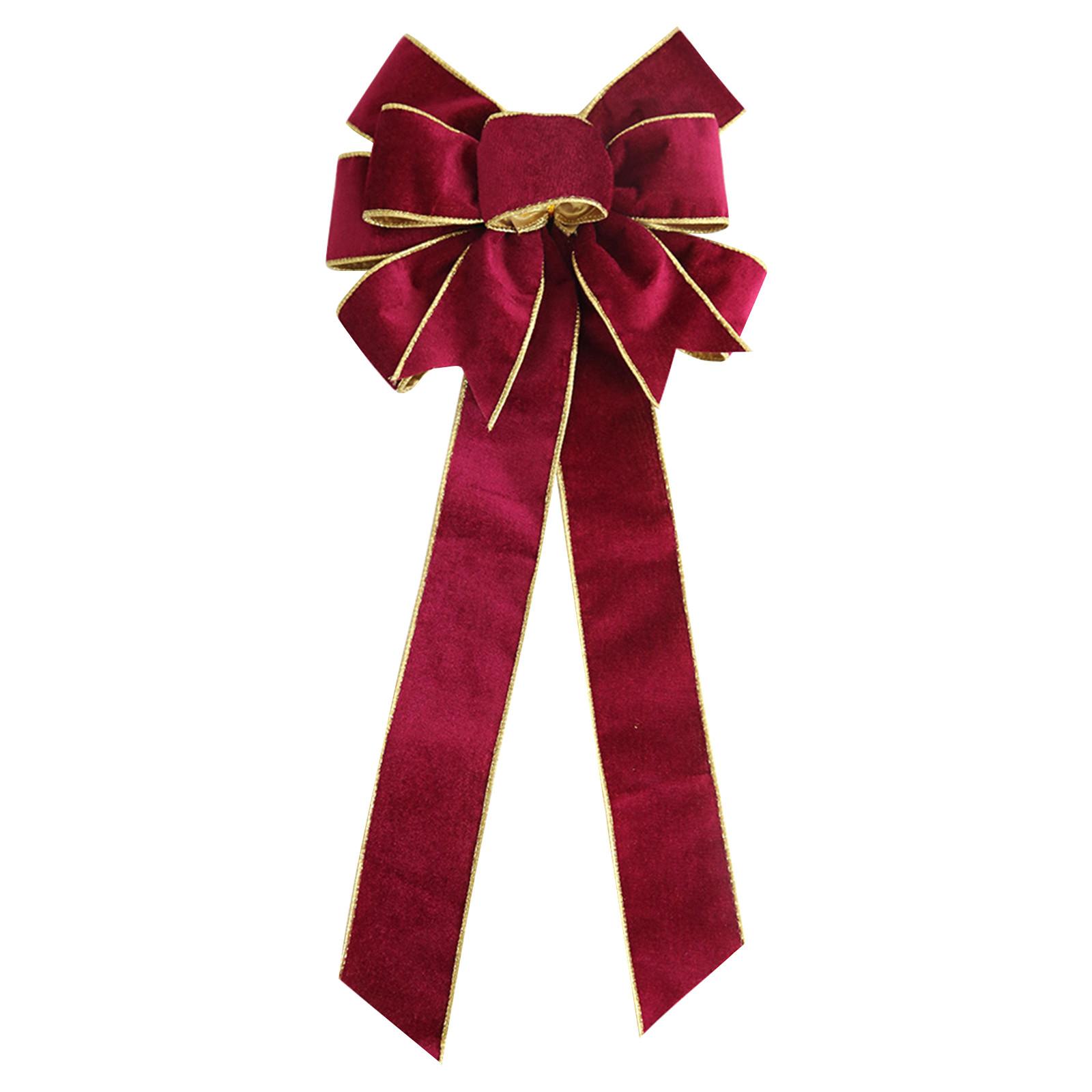 

Velvet Bow with Gold Trim Large Decorative Bow for Holiday and Seasonal Decorations Suitable for Wreaths and Christmas Trees винный
