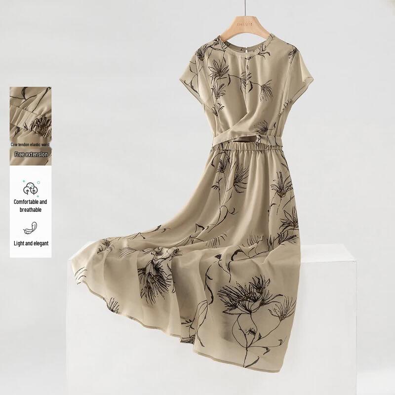 IHIMI French Retro Ink Sketch Midi Dress 2XL