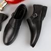 Men's Shoes Business Leather Shoes Gentleman Munk Shoes Low-Top Foot Buckle Large Size Leather Dress Casual Shoes