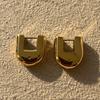 Minimalist Chunky U-shape Hoop Earrins for Women 18K Gold Plated Geometric Statement Huggies Earrings Waterproof Jewelry Gifts
