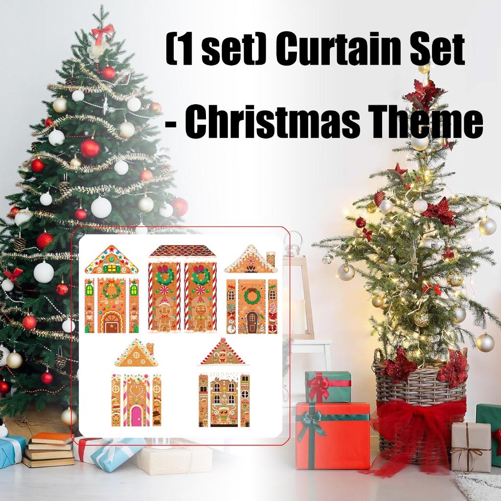 Gingerbreads Patterned Door Decoration Set Washable Polyester Seasonal Party Supplies