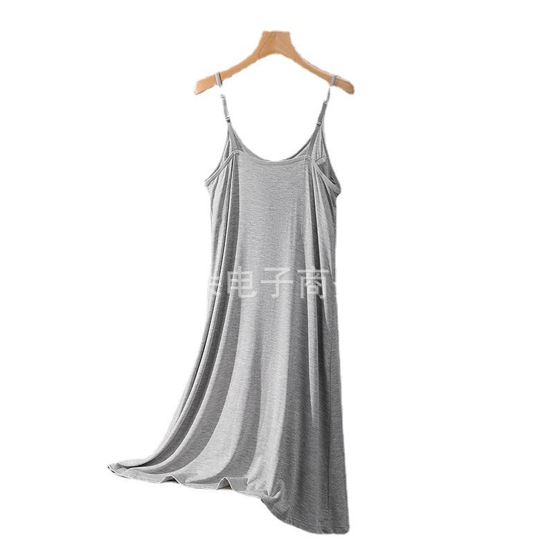 Modaal polsterdatud korviga öösärk naistele - Viie sõrme korviga maika, ilma rinnahoidjata, kodu- ja väliskasutuseks pikk kleit