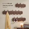 Solid Wood Coat Rack with Piano Key Hooks – Adhesive, No-Punch Design for Wall or Door