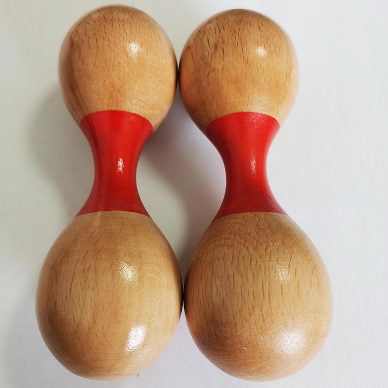 

Буковый маракас для малышей с двумя головками и песочным звуком