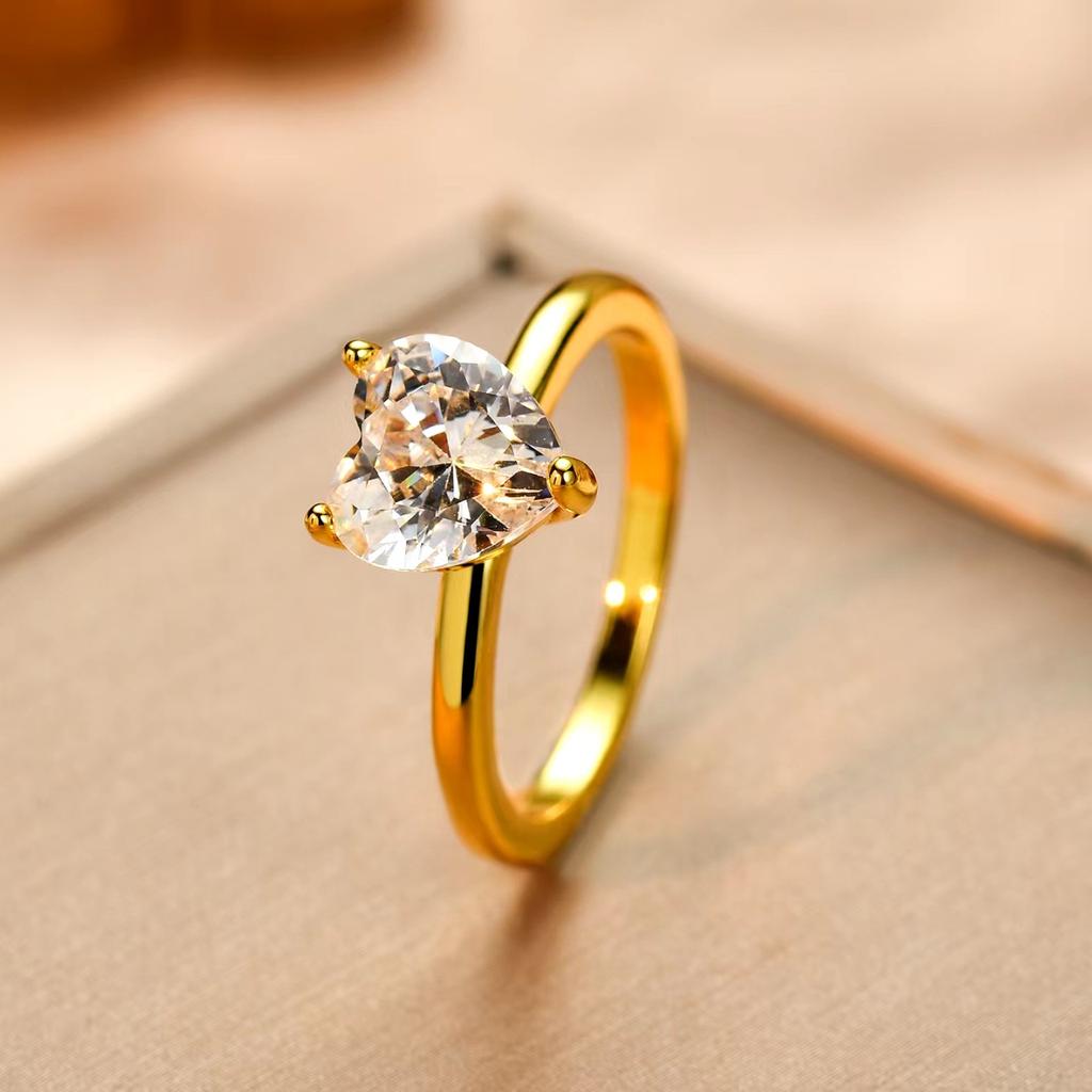 New Light Luxury Heart Zircon Ring For Women Personalized Temperament Fashionable Finger Ring