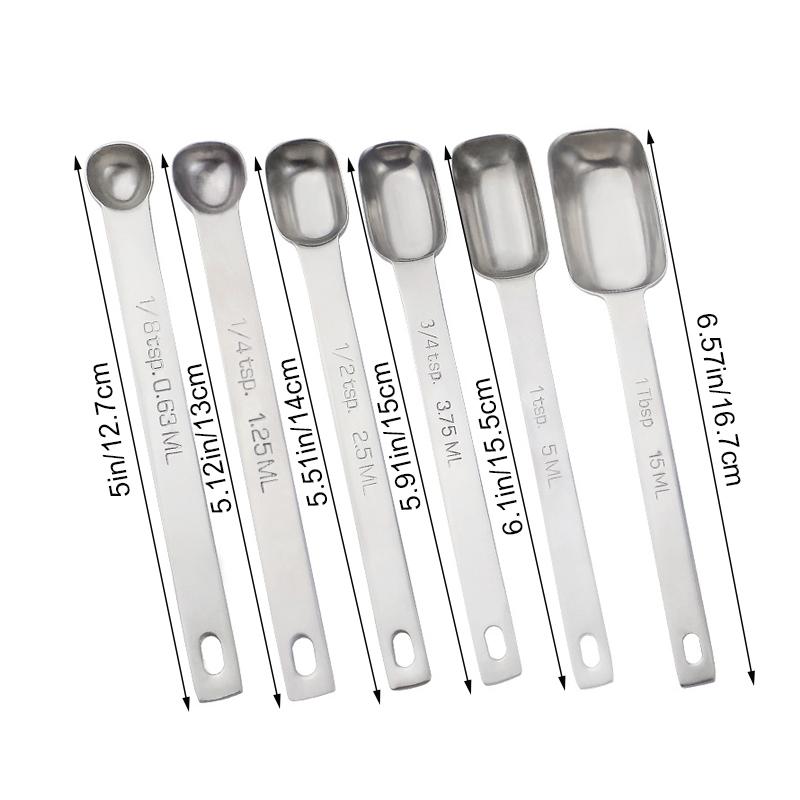 1Pc 304 Stainless Steel Rectangular Kitchen Measuring Spoons With Scale For Coffee Graduated Spoon Powder Coffeeware
