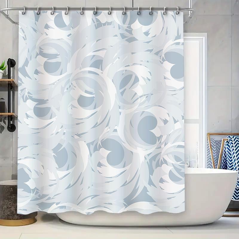 Luxury 3D Printed Shower Curtain Waterproof Machine Washable Decorative Bathing Room Plastic Rod Ring Set for Home Decoration in